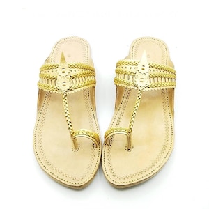 Handmade Kolhapuri Chappals For Women - Ethnic Sandals - Leather Flats - Indian Leather Kolhapuri