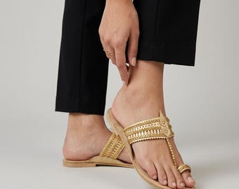 Sandali Kolhapuri in pelle fatti a mano per donna: sandali etnici indiani