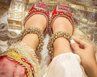 Handmade Bridal Jutti: Embroidered Wedding Shoes, Customizable Flats