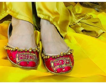 Jutti Khussa nupcial de cuero hecho a mano: zapatos de boda bordados