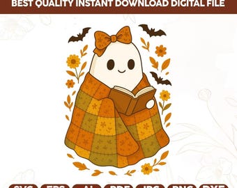 Libri di lettura di fantasmi patchwork png, fiori retrò spettrali png, fantasmi di Halloween png, insegnante png, nerd di libri di fantasmi, ragazza libresca png, download digitale