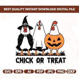 Retro Halloween Chicken Png, Chick Or Treat Png, Funny Spooky Chicken Png, Trendy Halloween Shirt Design, Spooky Season Png, Pumpkin Png