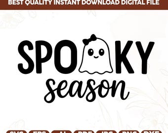 Spooky Season PNG SVG,Cute Ghost svg,Boo Svg,Spooky Vibes SVG,Spooky Halloween Svg,Ghost Coquette Bow Png,Halloween Shirt svg,Kids Halloween