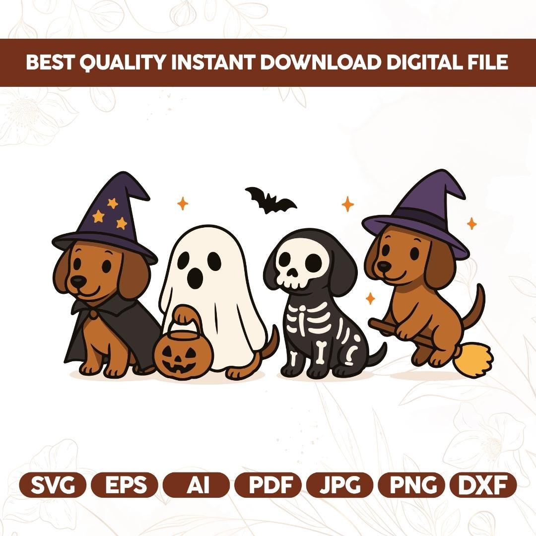 Halloween Dachshund Dog Svg Png,weenie Dog Png,trick or Treat Dachshund ...