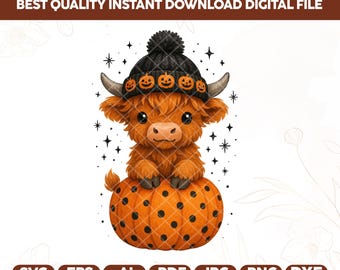 Süßer Herbst Highland Kuh Geist PNG, Kürbis png, Süße Kuh Clipart, Halloween-Liebhaber Png, Gruselige Jahreszeit, Herbst Kuh Shirt PNG, Boo Geist Sublimation