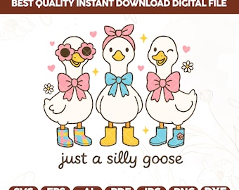 Ganso tonto PNG, sublimación de ganso coqueto y divertido, clipart de ganso retro lindo, ganso tonto suelto SVG, descarga digital para Cricut