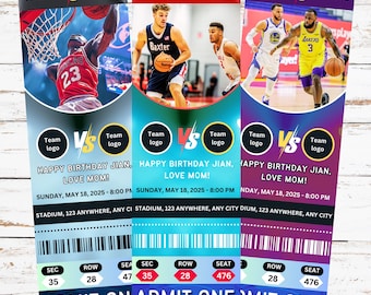 Custom Basketball Tickets, NBA Tickets, Basketball Surprise Ticket, NBA Custom Tickets, Basketball Gift Ticket, Sports Tickets, Printable