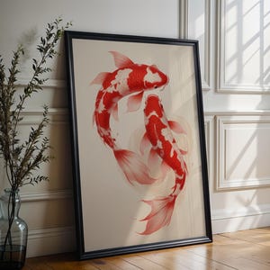 Red Koi Print, Japanese Print, Vintage Print, Printable Wall Art, Trendy Wall Art, Aesthetic Wall Art, Japanese Art Print, Koi Fish Print