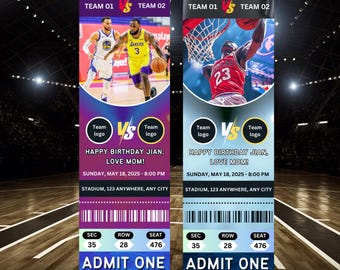 Custom Basketball Tickets, NBA Tickets, Basketball Surprise Ticket, Basketball Ticket Template, Basketball Gift Ticket, Sports Tickets
