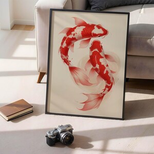 Red Koi Print, Japanese Print, Vintage Print, Printable Wall Art, Trendy Wall Art, Aesthetic Wall Art, Japanese Art Print, Koi Fish Print