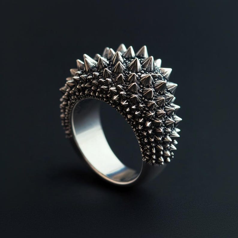 Sterling Silver Spike Ring: Gothic Thorn Design