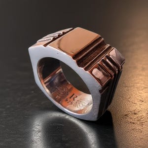 Elegant Brutalist Ring - Sterling Silver Fine Jewelry - Futuristic Pinky Ring - Cyberpunk Thumb Ring - Statement Jewelry Gift for Him