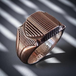Cyberpunk Brutalist Ring – Futuristic Thumb Ring for Cosplay or Gift | Wabi Sabi Japanese Style for Him, 30th Birthday Idea