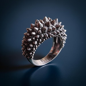 Sterling Silver Spike Ring - Gothic Thorn Ring - Futuristic Thumb Ring - Brutalist Pinky Ring - Goth Promise Ring for Her - Jewelry Gift
