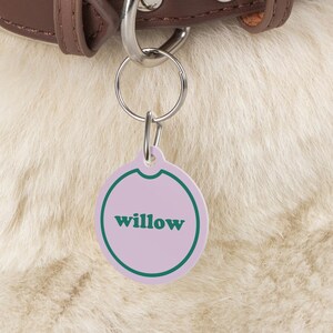 Dog Tag, Dog Identification Tag, Round Dog Tag, Custom Dog Tag, Personalized Dog Name Tag,  Cat Tag, Pet ID Tag - BUBBLEGUM