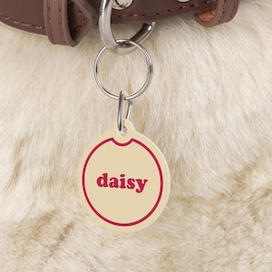 Dog Tag, Dog Identification Tag, Round Dog Tag, Custom Dog Tag, Personalized Dog Name Tag,  Cat Tag, Pet ID Tag - VANILLA