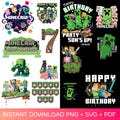 MineCraft 70+ SVG DFX Digital Bundle, Silhouette Cameo, Cricut and Laser Cutting Files, Gamer Head, Minecraft Cake Toppers Banners Clipart
