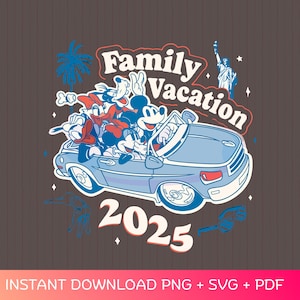 Family Vacation 2025 Disney Style PNG SVG PDF | Road Trip Clipart | Printable for Cricut & Sublimation | Digital Download