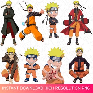 14 Naruto SVG PNG PDF Bundle | Anime Ninja Character Clipart | Instant Download | Cute & Action Naruto Designs for Cricut, Sublimation Craft
