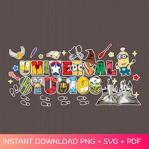Universal Studios Cartoon Style PNG SVG PDF | Movie Theme Clipart | Digital Download for Cricut & Sublimation