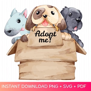 Adopt Me Puppy SVG PNG PDF | Cute Dog Rescue Shirt Design | Pet Adoption Digital Download for T-Shirts, Mugs & Crafts