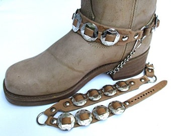 Dangerous Threads Western Boots Boot Chains Black Leather with 2 Steel Chains