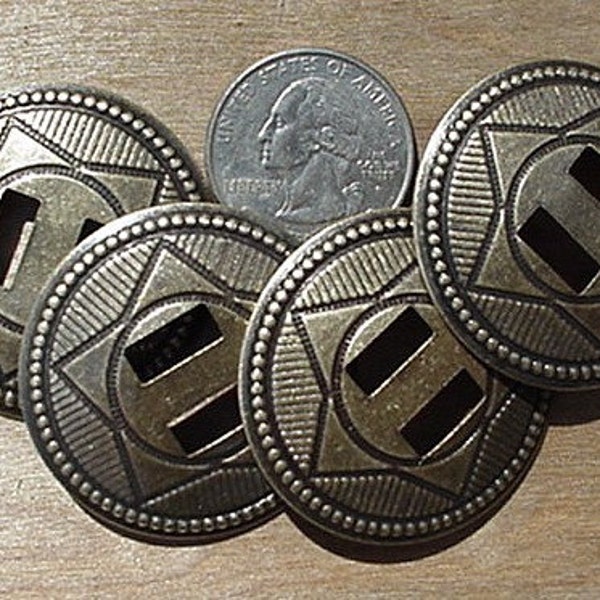 CONCHOS 1 1/2 inch WESTERN STAR Steel Antique Brass 25 pcs