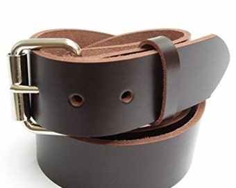Big & Tall Mens Heavy Duty Dark Chocolate Brown Leather Belt 1 1/2" Wide Sizes 46 - 72