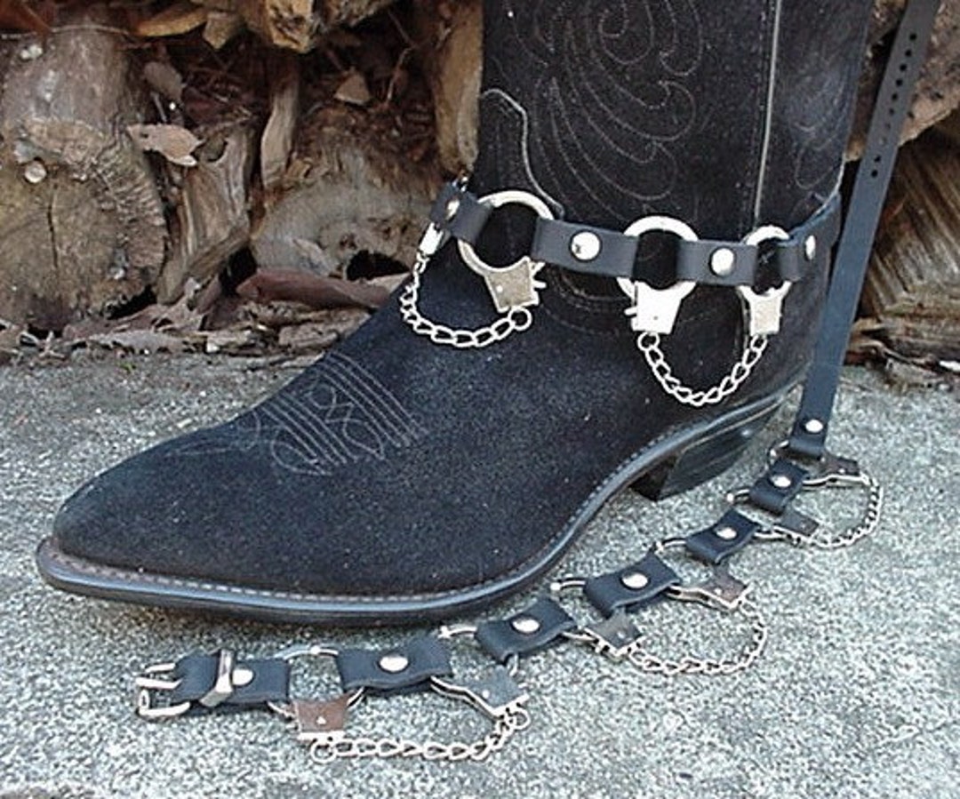 Western/biker Boot Chains Leather Real Thumbcuffs Etsy