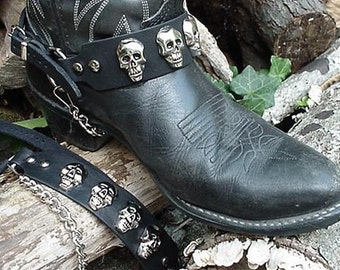 Western/Biker BOOTS BOOT CHAINS Cast Skulls