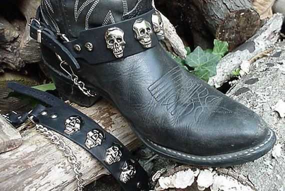 Western/Biker BOOTS BOOT CHAINS Cast Skulls