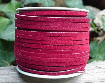 LACE LACING LEATHER Suede Red 25 Yard Spool