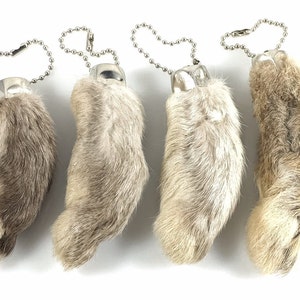 Rabbit Rabbits Foot KEYCHAIN WHITE NATURAL 4 Pieces