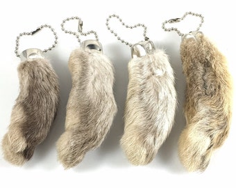 Rabbit Rabbits Foot KEYCHAIN WHITE/NATURAL 4 Pieces