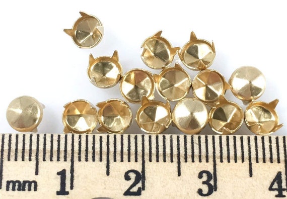 4 Prong 6MM 15//64 /… 100 PCS Spots Studs: Size 30//107 Round with Six Facets Gold Finish Nailheads
