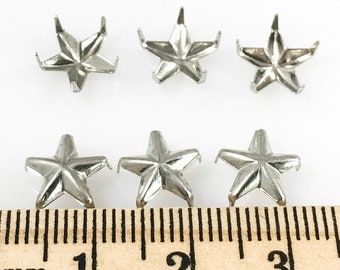 Nailheads - Spots - Studs - 100 pcs 40ss (8mm) Star Nailheads Silver- Silver Star Studs - Premium Quality Brass Nailheads