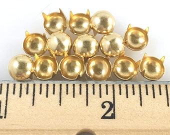 NAILHEADS - SPOTS - STUDS: Size 30 Pearl/Round Gold Finish - 100 Pcs - 4 Prong - 6MM 15/64"