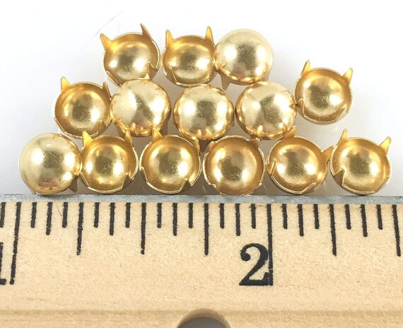 4 Prong 6MM 15//64 /… 100 PCS Spots Studs: Size 30//107 Round with Six Facets Gold Finish Nailheads