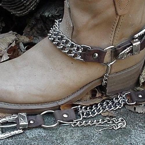 Western Boots BOOT CHAINS Brown Leather 
