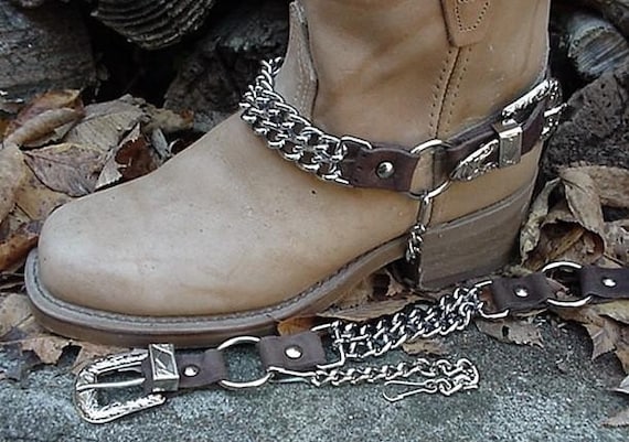 encuesta Alpinista testigo Botas occidentales CADENAS DE BOTAS Cuero marrón dos cadenas - Etsy España