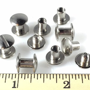 CONCHOS Chicago Screws 1/4 inch Plain 25 pcs NP SILVER