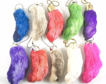 Dangerous Threads Premium Rabbit Rabbits Foot Keychain Assorted Colors 10 Pieces
