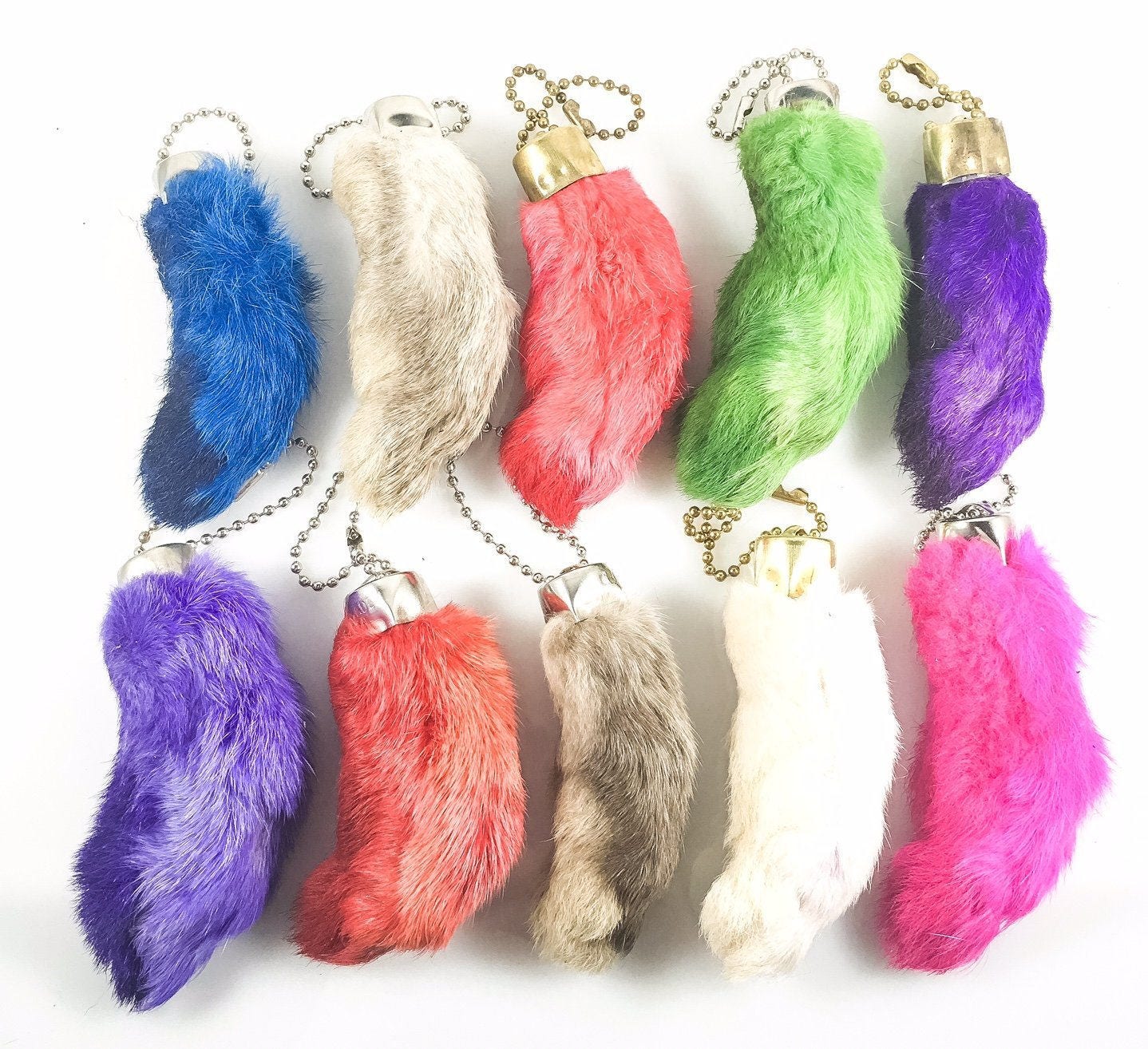 bobkitchener Dangerous Threads Premium Rabbit Rabbits Foot Keychain Assorted Colors 10 Pieces
