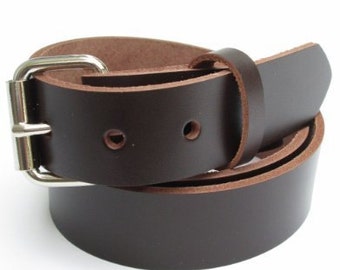 Big & Tall Mens Heavy Duty Dark Chocolate Brown Leather Belt 1 1/4" Wide Sizes 46 - 72