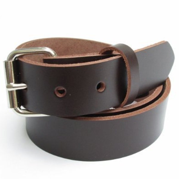 Big & Tall Mens Heavy Duty Dark Chocolate Brown Leather Belt 1 1/4" Wide Sizes 46 - 72
