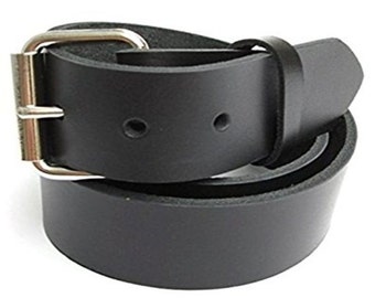 Big & Tall Mens Heavy Duty Black Leather Belt 1 1/2" Wide Sizes 46 - 72