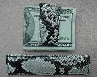MAGNETIC MONEY CLIP Genuine Python Snake Skin