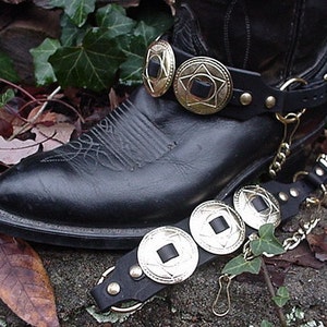 Western/Biker BOOTS BOOT CHAINS 3 Big Gold Star Conchos