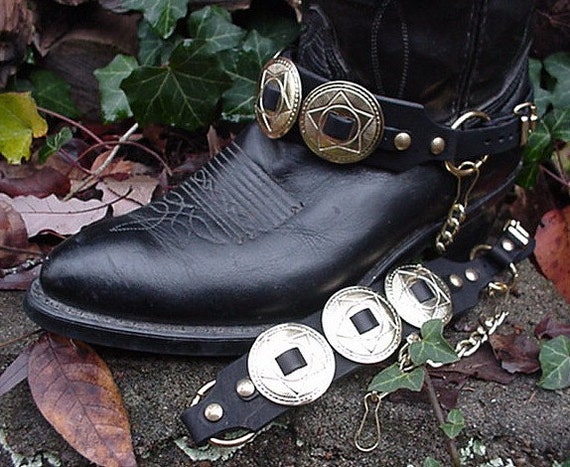Western/biker BOOTS BOOT CHAINS 3 Big Gold Star Conchos - Etsy