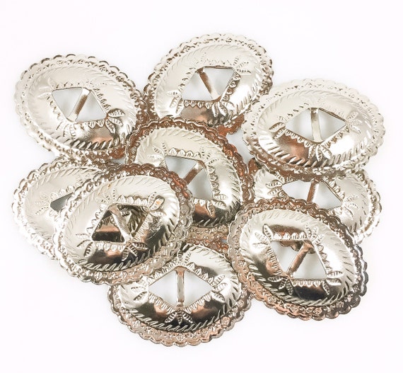 Conchos Mixed Finishes Western 1 1/4 Oval; Scalloped Style Slotted; 20  Pieces